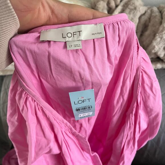 NWT Loft Pink Tiered Maxi Dress Sz LP Cottagecore Modest Preppy Cruise Vacation - Picture 7 of 9